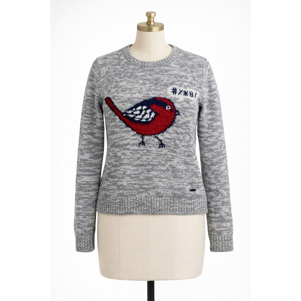 Abercrombie & Fitch Red Birdie Sweater Girl Size Small Cardinal Cozy Long Sleeve